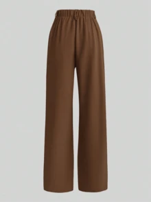 Franclia 两件套：收腰衬衫和阔腿裤，修身设计，翻领短袖 - 彩色 - 查看 4