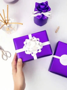 Giấy gói quà dạng cuộn - Giấy gói quà màu tím ánh kim mờ, giấy màu trơn hoàn hảo cho các bữa tiệc ngày lễ, đám cưới mùa đông, Ngày của Mẹ, sinh nhật, bó hoa tự làm, năm mới, tiệc tặng quà. - Màu tím - Xem 8