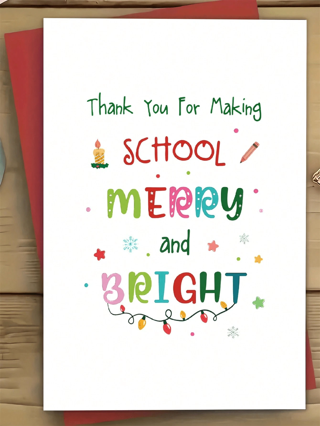 1Set Merry Christmas, Teacher Appreciation Card - The Perfect End-Of-Year Greeting To Thank Teachers, A Holiday Classroom Gift From Students - Multicolor - View 1