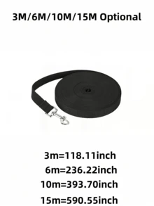 1pc Pet Leashes Are Available In 3/6/10/15 Meter Lengths. They Are Suitable For Long Distances, And Can Be Used To Leash Pets. Suitable For Small, Medium, And Large Dogs. - Black - View 2
