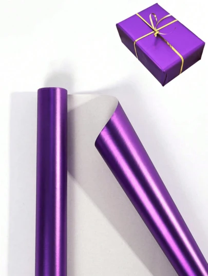 Wrapping Paper Rolls - Matte Metal Purple Gift Wrap Paper, Solid Color Paper Perfect For Holiday Parties Winter Wedding, Mother's Day, Birthday, DIY Bouquet, New Year, Gift Giving Party