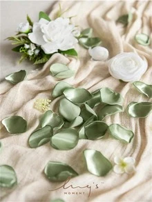 50/100/300/500pcs Silk Rose Petals ,Wedding Petals ,White Petals Fake Rose Petals Artificial Flower Petals Proposal Basket Aisle Bridal Shower Table Decoration,Party Decor - Green - View 6