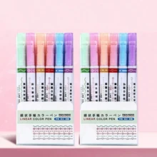12pcs/18pcs Highlighter Pen Notebook Curve Pen Roller Flower Pen Double-Head Printing Contour Pen Creative Wave Flower Ball Pen Back To School