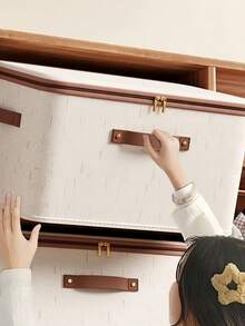 1 hộp đựng quần áo, có tay cầm và khóa kéo, hộp đựng đồ bằng vải satin mịn, hộp đựng đồ màu be, hộp đựng quần áo gấp gọn bằng vải Oxford dùng trong gia đình, hộp đựng đồ theo mùa dung tích lớn, hộp đựng đồ trong cốp xe. - Màu be - Xem 2