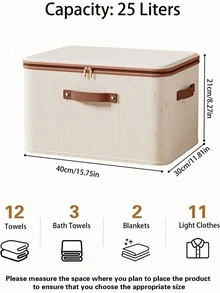 1 hộp đựng quần áo, có tay cầm và khóa kéo, hộp đựng đồ bằng vải satin mịn, hộp đựng đồ màu be, hộp đựng quần áo gấp gọn bằng vải Oxford dùng trong gia đình, hộp đựng đồ theo mùa dung tích lớn, hộp đựng đồ trong cốp xe. - Màu be - Xem 7