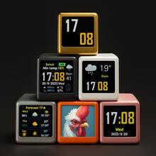 Teckwe Desktop Mini Super Intelligent Weather Clock With Multifunctional Display Of Weather Conditions, Temperature And Humidity, Date And Time, With GIF Animation