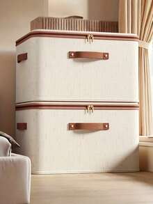 1 hộp đựng quần áo, có tay cầm và khóa kéo, hộp đựng đồ bằng vải satin mịn, hộp đựng đồ màu be, hộp đựng quần áo gấp gọn bằng vải Oxford dùng trong gia đình, hộp đựng đồ theo mùa dung tích lớn, hộp đựng đồ trong cốp xe. - Màu be - Xem 6