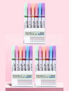 12pcs/18pcs Highlighter Pen Notebook Curve Pen Roller Flower Pen Double-Head Printing Contour Pen Creative Wave Flower Ball Pen Back To School