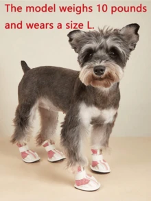 1 Set Of Cute Pink Zippered Breathable Pet Shoes, Suitable For Small Dogs - Pink - View 6