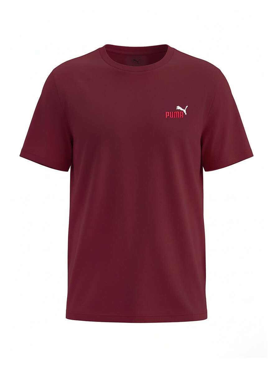 Puma Essentials 2 Colour Small No. 1 Logo Men T-Shirt Red - Burgundy - View 1