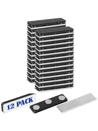 3/12/20pcs Magnet For Name Badge Name Tag Band Clip Name Tag Magnet Strap 3 Neodymium Magnet Adhesive Magnet Uniform Jacket ID Tag (Black)