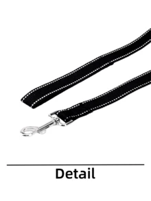 1pc Reflective Flat Pet Leash, Polypropylene Braided Leash, Explosion-Proof Dog Leash. Features A Soft, Protective Polypropylene Braided Handle That Won't Hurt Your Hands And Ensures Excellent Visibility In The Dark, Allowing You To Walk Your Dog Safely And Worry-Free. - Black - View 2