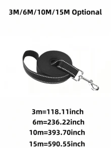 1pc Reflective Flat Pet Leash, Polypropylene Braided Leash, Explosion-Proof Dog Leash. Features A Soft, Protective Polypropylene Braided Handle That Won't Hurt Your Hands And Ensures Excellent Visibility In The Dark, Allowing You To Walk Your Dog Safely And Worry-Free. - Black - View 5