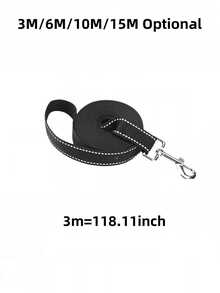 1pc Reflective Flat Pet Leash, Polypropylene Braided Leash, Explosion-Proof Dog Leash. Features A Soft, Protective Polypropylene Braided Handle That Won't Hurt Your Hands And Ensures Excellent Visibility In The Dark, Allowing You To Walk Your Dog Safely And Worry-Free. - Black - View 10