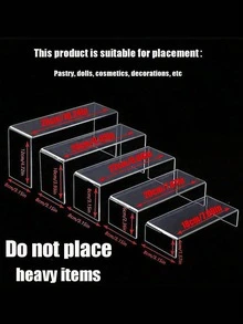 3/4/5 件套亚克力展示架套装，白色，适用于收藏品、甜点、小雕像、纸杯蛋糕和糖果棒的收纳整理，长方形多层桌面置物架，可用于家居、厨房、办公室、宿舍的收纳和装饰。 - 白色 - 查看 7