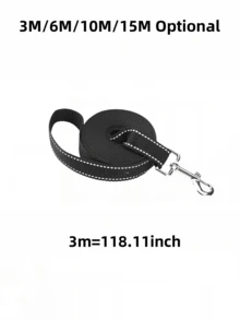1pc Reflective Flat Pet Leash, Polypropylene Braided Leash, Explosion-Proof Dog Leash. Features A Soft, Protective Polypropylene Braided Handle That Won't Hurt Your Hands And Ensures Excellent Visibility In The Dark, Allowing You To Walk Your Dog Safely And Worry-Free. - Black - View 6