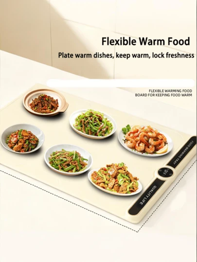 Teckwe One Piece Silicone Folding Food Temperature Insulation Pad - Multifunctional Household Kitchen Insulation Board, Dual Heating And Thawing Board, Flexible And Space Saving Design, High Temperature Resistance And Easy Storage, Essential Kitchen Tool, Quick Insulation Of Dishes And Quick Thawing Of Food, European Plug