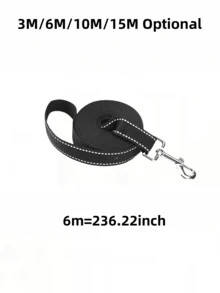 1pc Reflective Flat Pet Leash, Polypropylene Braided Leash, Explosion-Proof Dog Leash. Features A Soft, Protective Polypropylene Braided Handle That Won't Hurt Your Hands And Ensures Excellent Visibility In The Dark, Allowing You To Walk Your Dog Safely And Worry-Free. - Black - View 7