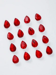 100pcs 10*14mm Teardrop Shaped Glass Crystal Beads, Colored Glass Shape Crystal Drills, DIY Mobile Phone Case Accessories, Garment/Shoe/Bag Decorative Accessories - Red - View 1