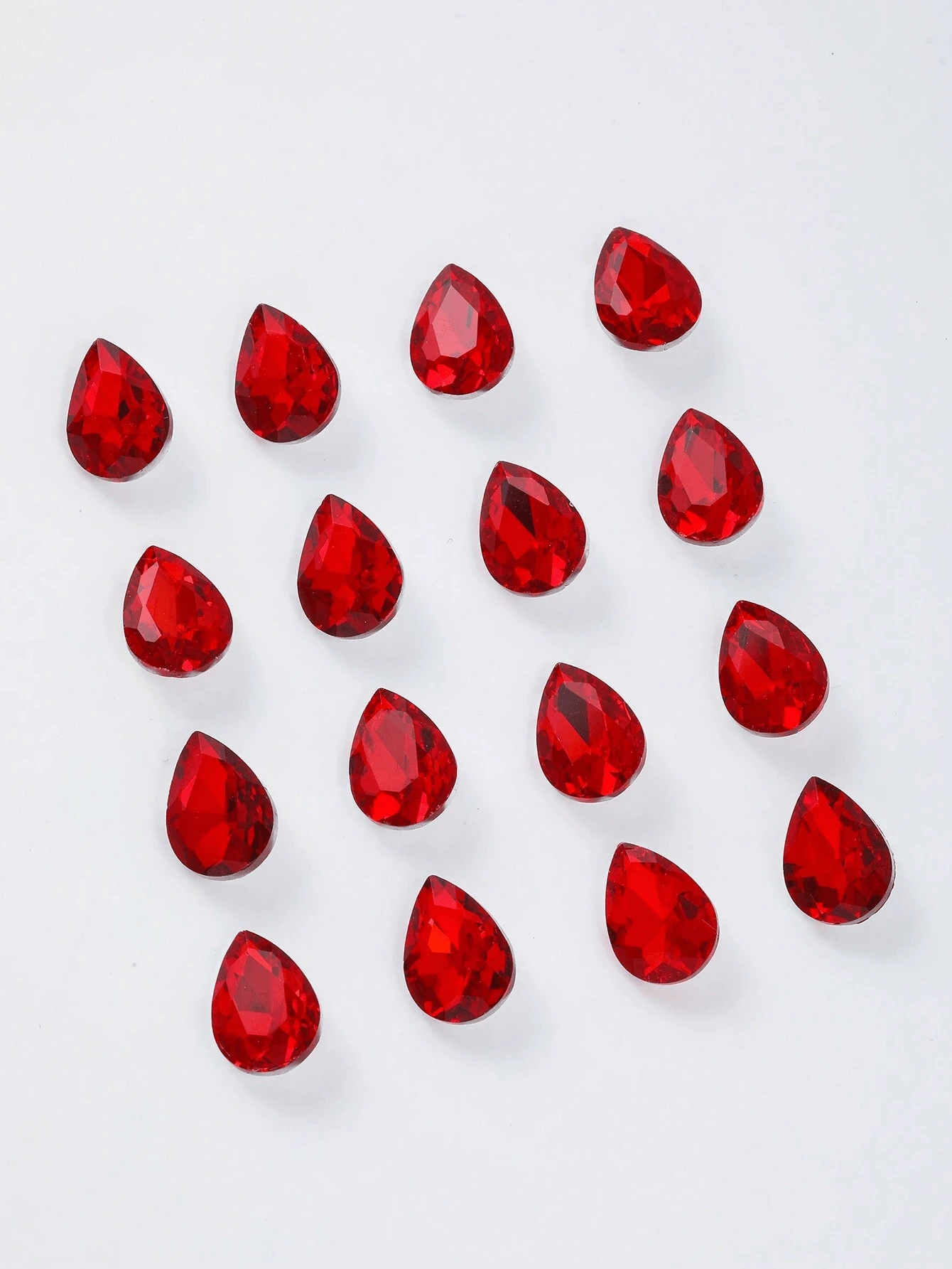 100pcs 10*14mm Teardrop Shaped Glass Crystal Beads, Colored Glass Shape Crystal Drills, DIY Mobile Phone Case Accessories, Garment/Shoe/Bag Decorative Accessories - Red - View 1