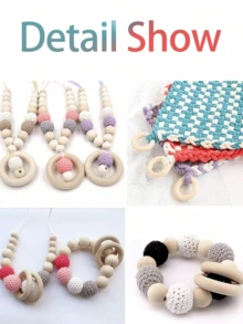 Bộ 6 chiếc vòng gỗ chưa hoàn thiện, màu gỗ tự nhiên, thích hợp để trang trí đồ trang sức tua rua. - Màu Khaki - Xem 5