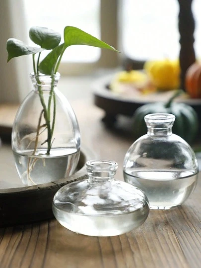 1个透明玻璃花瓶，现代装饰小型迷你花瓶，简约美学家居装饰复古可爱手工迷你婚礼餐桌中心摆件，适用于单朵玫瑰花，家居装饰，花瓶，中心摆件，餐桌装饰