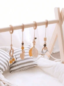 Bộ 6 chiếc vòng gỗ chưa hoàn thiện, màu gỗ tự nhiên, thích hợp để trang trí đồ trang sức tua rua. - Màu Khaki - Xem 4