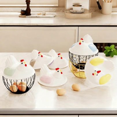 1 cái Giỏ đựng trứng nhà bếp có nắp nhựa Giỏ đựng rau bằng sắt Giỏ đựng nước Giỏ đựng trái cây Giỏ đựng rau bằng kim loại