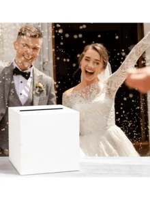 1 st, vit bröllopskortsask, lämplig för bröllopsfest, examensceremoni, skolstart.