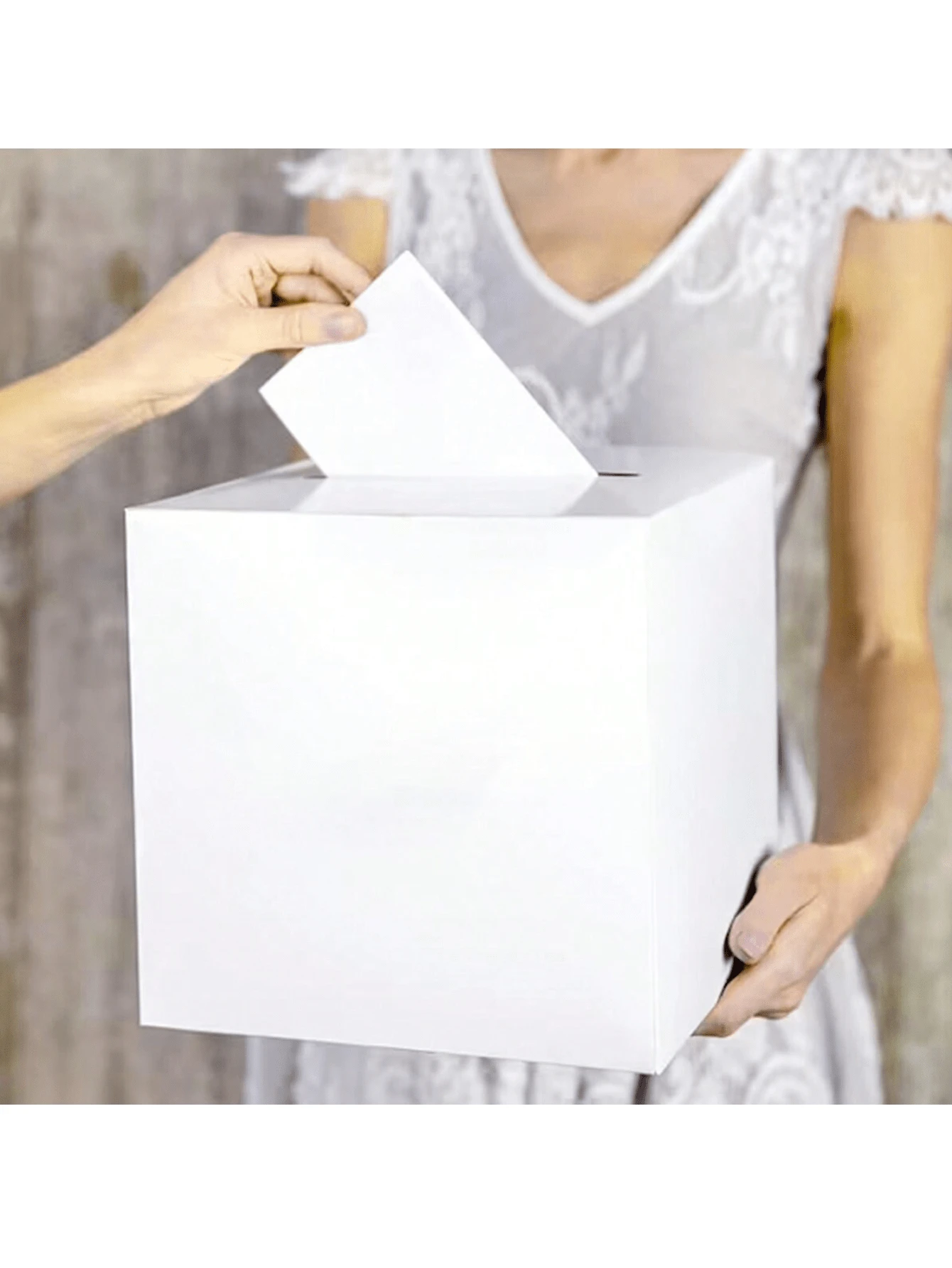 1 st, vit bröllopskortsask, lämplig för bröllopsfest, examensceremoni, skolstart.