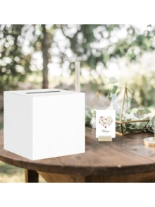 1 st, vit bröllopskortsask, lämplig för bröllopsfest, examensceremoni, skolstart.