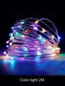 1串彩灯，电池供电（不含电池），适用于卧室、花园、派对、婚礼、房间装饰、婚礼装饰、圣诞节装饰、童话灯饰、庭院树、圣诞节、婚礼派对装饰，铜线灯。 - 彩色 - 查看 12