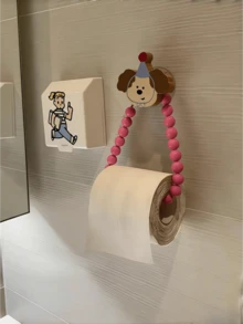 Zazumi Suporte para Caixa de Lenços com Contas Coloridas, com Enfeite de Celular, Suporte Adesivo para Rolo de Papel Higiênico Montado na Parede, Decoração Boêmia para Banheiro, Organizador de Armazenamento, Capa de Lenços Arco-Íris, Acessórios para Escritório Doméstico e Penteadeira, Presente de Halloween e Natal, Decoração de Quarto Estética - Multicolorido - Visão 2
