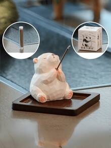 Zazumi 1PC Mini Frog Panda Incense Holder Cute Pet Blessing Design Ceramic Resin Material Desktop Decor Cones Stick Incense Burner For Aromatherapy Meditation Good Luck Charm Gift For Women Men Friends Office Home Study Decor Zen Relaxation Novelty - Multicolor - View 8