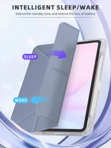 1pc Transparent Acrylic Y-Fold Flat Protective Case, Lavender, Multi-Fold Multi-Angle Stand, Built-In Pencil Slot, High-Transparency Acrylic Backcover Anti-Scratch Anti-Bend, Magnetic Auto Sleep/Wake, Minimalist/Casual/Classic, - Lavender - View 6