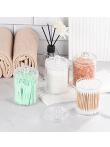 1pc Swab Holder, Makeup Remover Pad Dispenser, Covered Makeup Remover Pad Storage Box, Transparent Cosmetic Organizer, Bathroom Makeup Swab & Pad Holder - Multicolor - View 3