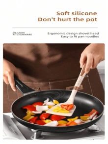 12件套厨房硅胶汤勺、平底锅和铲子套装，不粘锅，菱形手柄，耐高温硅胶厨具套装 - 多色 - 查看 8