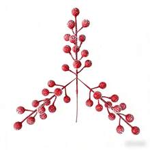 1/3 cành quả mọng đỏ mùa đông có hiệu ứng tuyết - Thích hợp cho vòng hoa Giáng sinh, trang trí bánh kem và trang trí tiệc tại nhà. - Đỏ - Xem 4