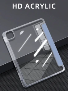 1pc Transparent Acrylic Y-Fold Flat Protective Case, Lavender, Multi-Fold Multi-Angle Stand, Built-In Pencil Slot, High-Transparency Acrylic Backcover Anti-Scratch Anti-Bend, Magnetic Auto Sleep/Wake, Minimalist/Casual/Classic, - Lavender - View 5