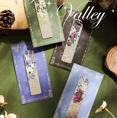 1 pièce Marque-page vintage en métal, série de fleurs romantiques pour planificateur, décoration suspendue, pinces à livres, fournitures scolaires, rentrée scolaire