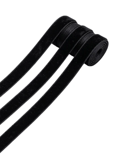 0,6/1/1,5/2/2,5/4 cm, Tamaño 5 Largo, Cinta de peluche de un solo lado de color negro, no elástica, para lazos y manualidades de ropa (la longitud puede tener una desviación cuando se mida manualmente)