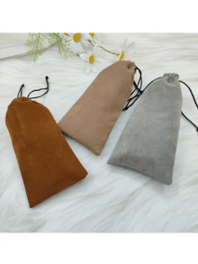 3/5/8 Stück, Plüschstoff farbige Brillen Aufbewahrungstasche, Kordelzug Tasche, modische und tragbare Brillentasche - Mehrfarbig - Übersicht 5