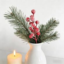 1/3 cành quả mọng đỏ mùa đông có hiệu ứng tuyết - Thích hợp cho vòng hoa Giáng sinh, trang trí bánh kem và trang trí tiệc tại nhà. - Đỏ - Xem 5