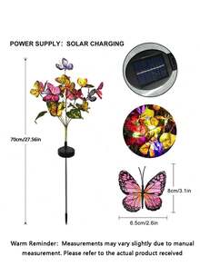 1PC/2PCS Solar Butterfly Flower Lights For Outdoor Decoration. Solar Courtyard Lights Are Suitable For Garden Passages, Courtyard Terraces, Villa Atmosphere Decoration, Artificial Butterflies, And Mother's Day Gifts (Warm Light, Color) - Multicolor - View 13
