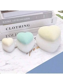 Khuôn silicon hình trái tim đan lưới 3D, khuôn làm nến hình trái tim tự làm. - trắng - Xem 5