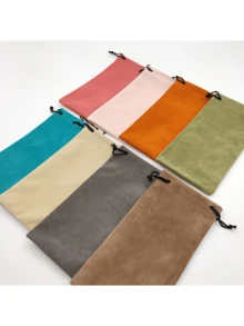 3/5/8 Stück, Plüschstoff farbige Brillen Aufbewahrungstasche, Kordelzug Tasche, modische und tragbare Brillentasche - Mehrfarbig - Übersicht 1