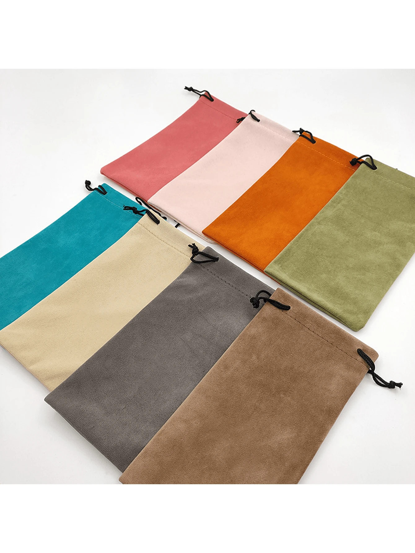 3/5/8 Stück, Plüschstoff farbige Brillen Aufbewahrungstasche, Kordelzug Tasche, modische und tragbare Brillentasche - Mehrfarbig - Übersicht 1