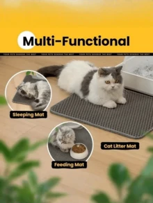 1片猫砂垫，猫咪用品，宠物厕所防水双层宠物猫砂盆垫防滑沙猫垫可水洗床垫宠物清洁用品，猫咪配件 - 彩色 - 查看 4