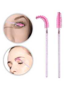 一次性黑色睫毛膏刷 眼影刷 眉刷 迷你化妆工具，眉刷，眼影刷，螺旋刷 - 粉色 - 查看 1