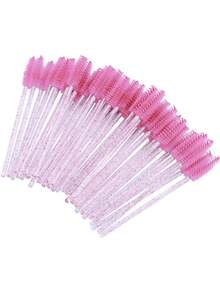 一次性黑色睫毛膏刷 眼影刷 眉刷 迷你化妆工具，眉刷，眼影刷，螺旋刷 - 粉色 - 查看 6